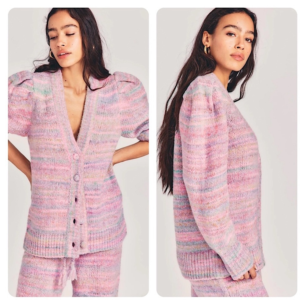 Love Shack Fancy - Wilford Boyfriend Cardigan in Pink Cloud - Picture 1 of 14